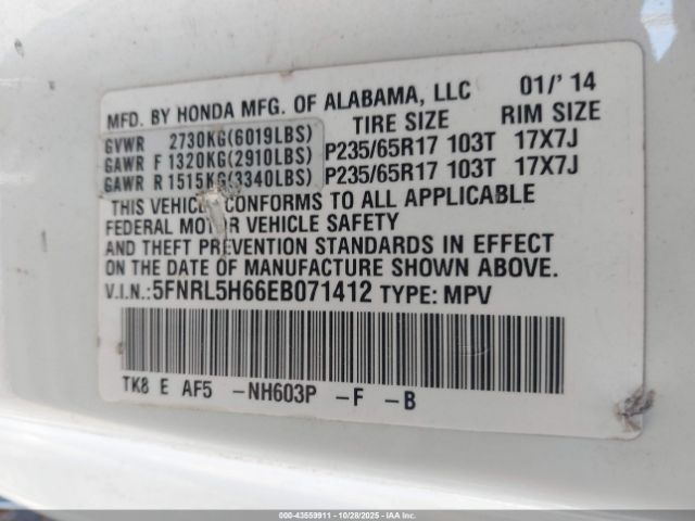2014 HONDA ODYSSEY 5FNRL5H66EB071412 Photo 8