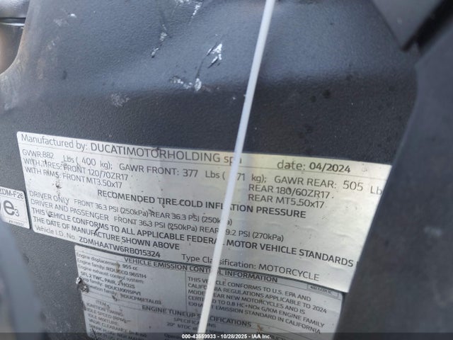 2024 DUCATI PANIGALE ZDMHAATW6RB015324 Photo 9
