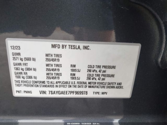 2023 TESLA MODEL Y 7SAYGAEE7PF969978 Photo 8