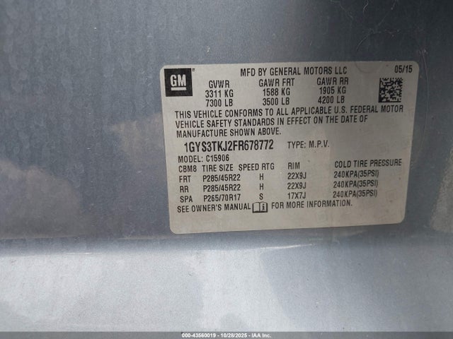 2015 CADILLAC ESCALADE ESV 1GYS3TKJ2FR678772 Photo 8