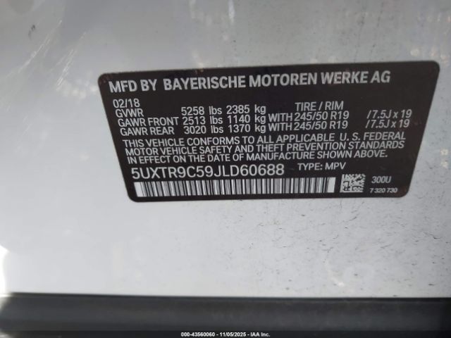 2018 BMW X3 5UXTR9C59JLD60688 Photo 8