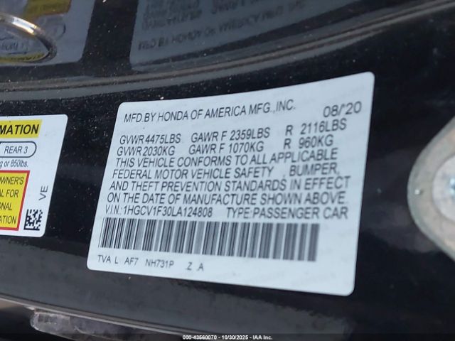 2020 HONDA ACCORD 1HGCV1F30LA124808 Photo 8