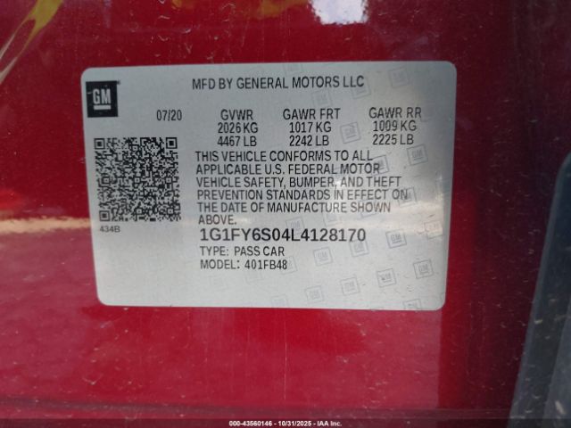 2020 CHEVROLET BOLT EV 1G1FY6S04L4128170 Photo 8