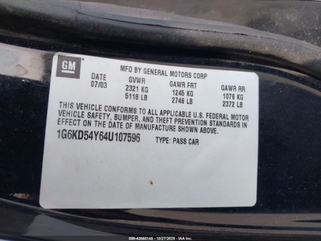 2004 CADILLAC DEVILLE 1G6KD54Y64U107596 Photo 8