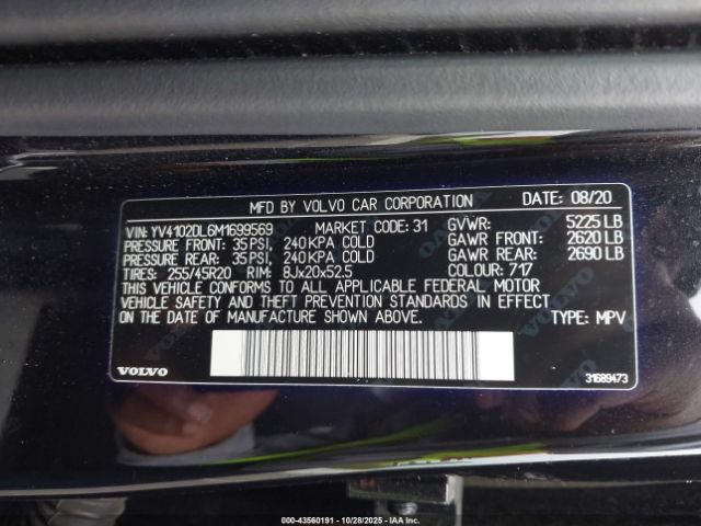 2021 VOLVO XC60 YV4102DL6M1699569 Photo 8