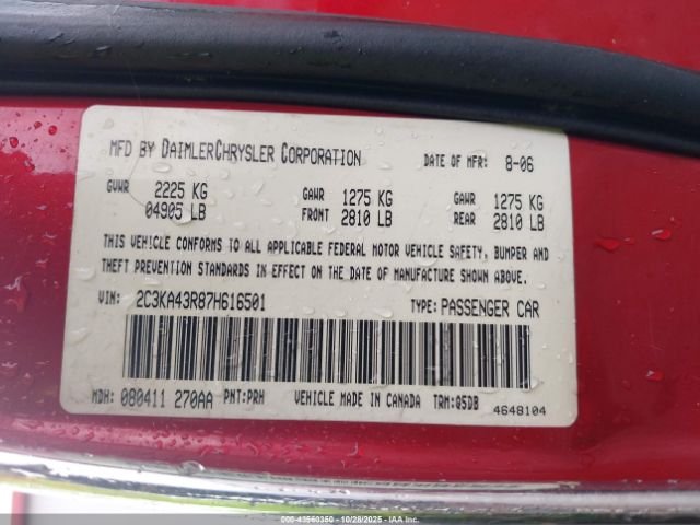 2007 CHRYSLER 300 2C3KA43R87H616501 Photo 8