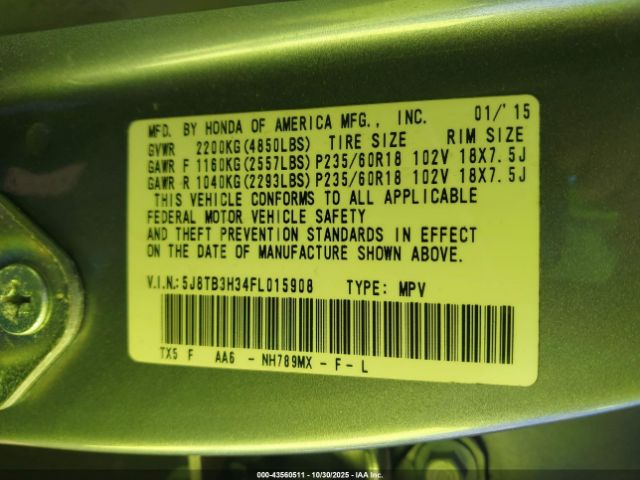 2015 ACURA RDX 5J8TB3H34FL015908 Photo 8