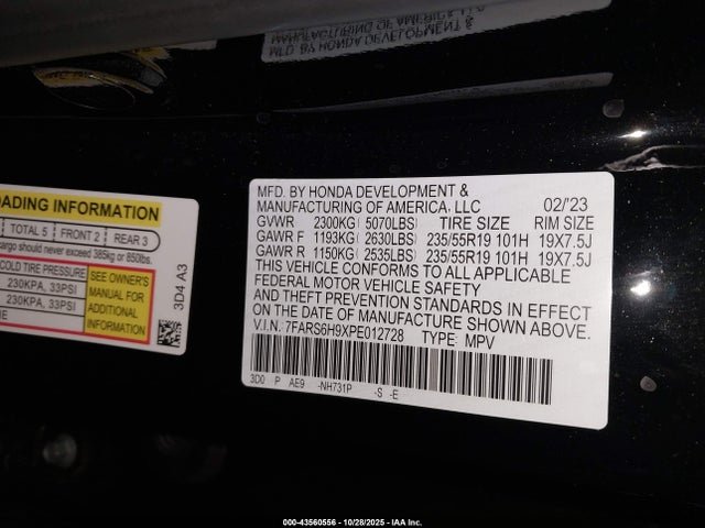 7FARS6H9XPE012728 Honda Cr-v Hybrid Sport Touring