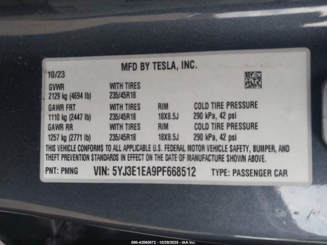 2023 TESLA MODEL 3 5YJ3E1EA9PF668512 Photo 8