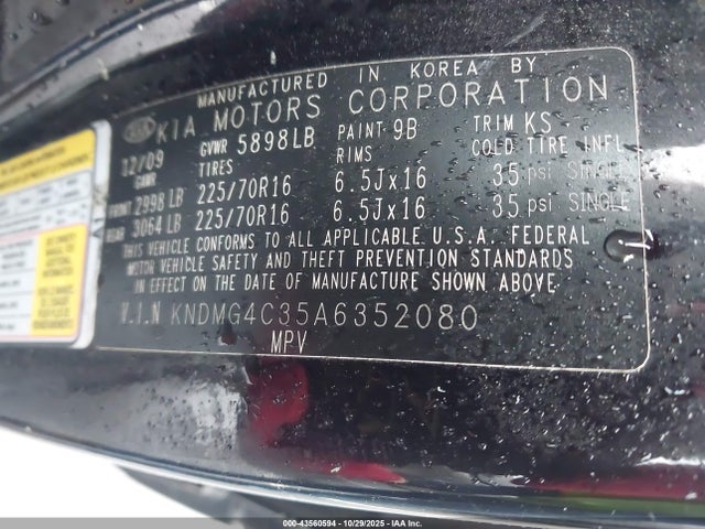 2010 KIA SEDONA KNDMG4C35A6352080 Photo 8