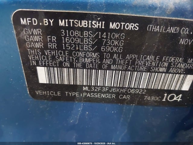 2019 MITSUBISHI MIRAGE G4 ML32F3FJ6KHF06922 Photo 8