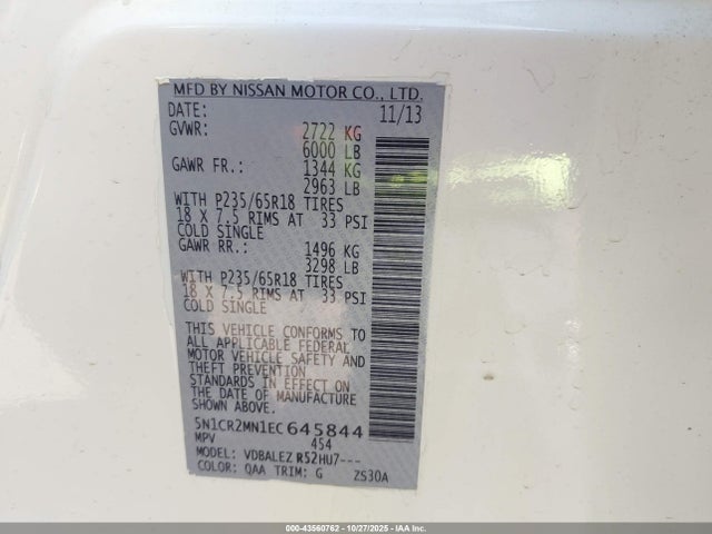 Nissan Pathfinder Hybrid Sv 2014 5N1CR2MN1EC645844 Image 9