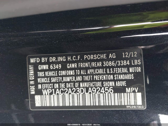 2013 PORSCHE CAYENNE WP1AC2A23DLA92456 Photo 8