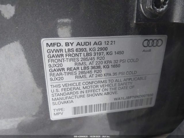 2022 AUDI Q7 WA1LJBF76ND007930 Photo 8