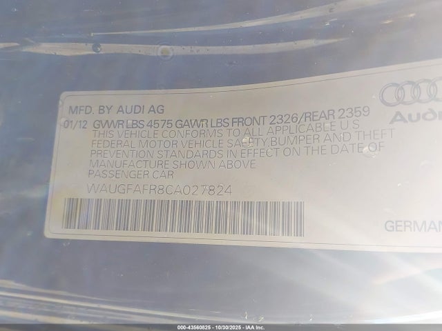 2012 AUDI A5 WAUGFAFR8CA027824 Photo 8