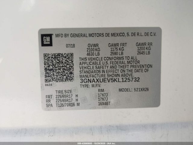 2019 CHEVROLET EQUINOX 3GNAXUEV5KL125732 Photo 8