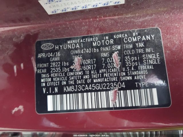 2016 HYUNDAI TUCSON KM8J3CA45GU223504 Photo 8