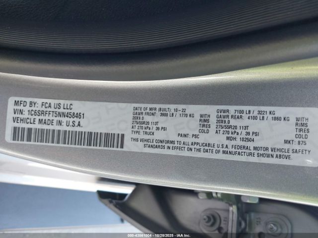 2022 RAM 1500 1C6SRFFT5NN458461 Photo 8
