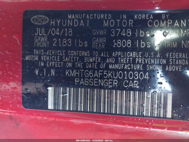 2019 HYUNDAI VELOSTER KMHTG6AF5KU010304 Photo 8