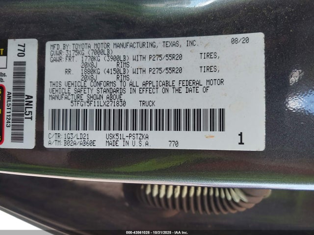 5TFGY5F11LX271830 Toyota Tundra 1794 Edition