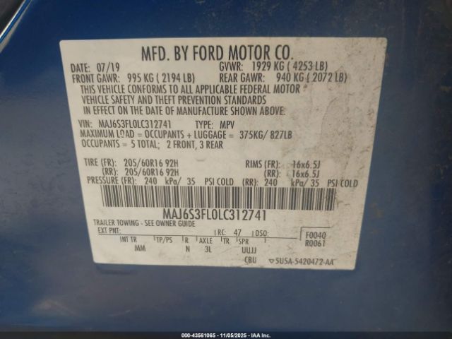 2020 FORD ECOSPORT MAJ6S3FL0LC312741 Photo 8