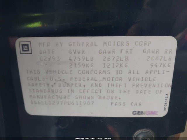 1993 CADILLAC ELDORADO 1G6EL1297PU611907 Photo 8