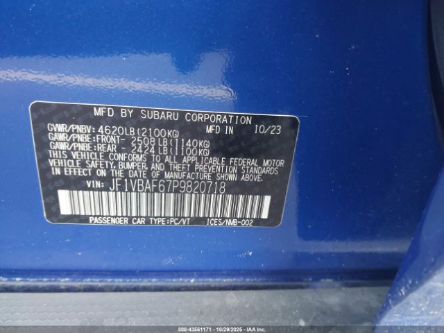 2023 SUBARU WRX JF1VBAF67P9820718 Photo 8