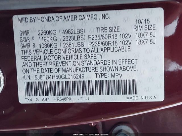 2016 ACURA RDX 5J8TB4H50GL015249 Photo 8