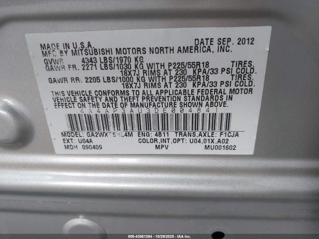 2013 MITSUBISHI OUTLANDER SPORT 4A4AP3AU3DE004841 Photo 8