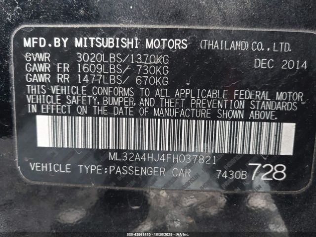 2015 MITSUBISHI MIRAGE ML32A4HJ4FH037821 Photo 8