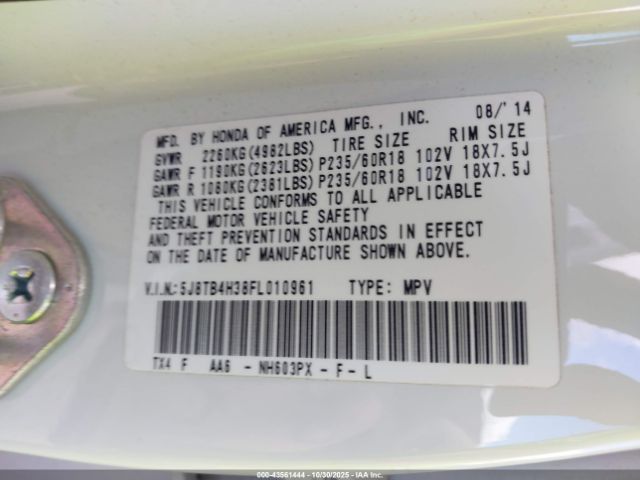 2015 ACURA RDX 5J8TB4H38FL010961 Photo 8