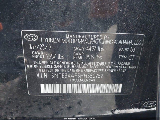 2017 HYUNDAI SONATA 5NPE34AF5HH550252 Photo 8
