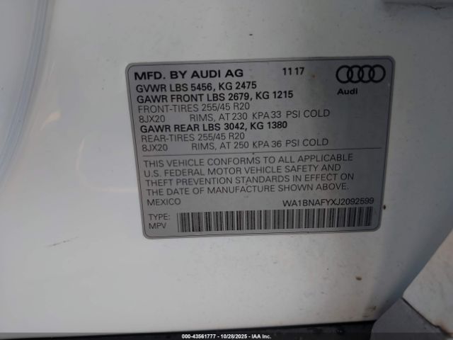 2018 AUDI Q5 WA1BNAFYXJ2092599 Photo 8