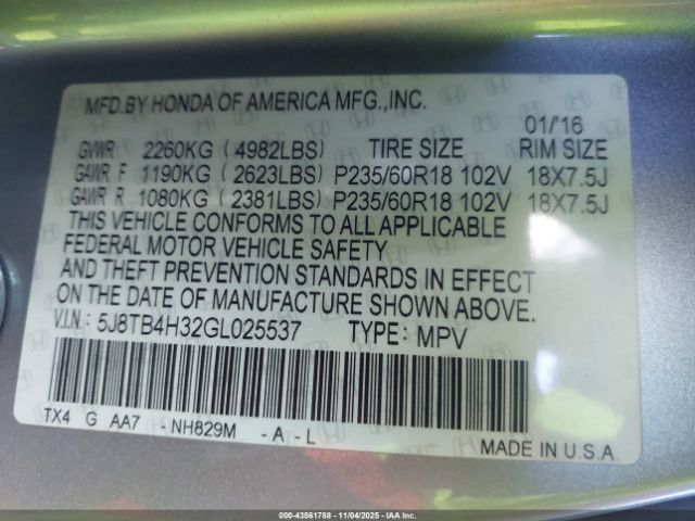 2016 ACURA RDX 5J8TB4H32GL025537 Photo 8