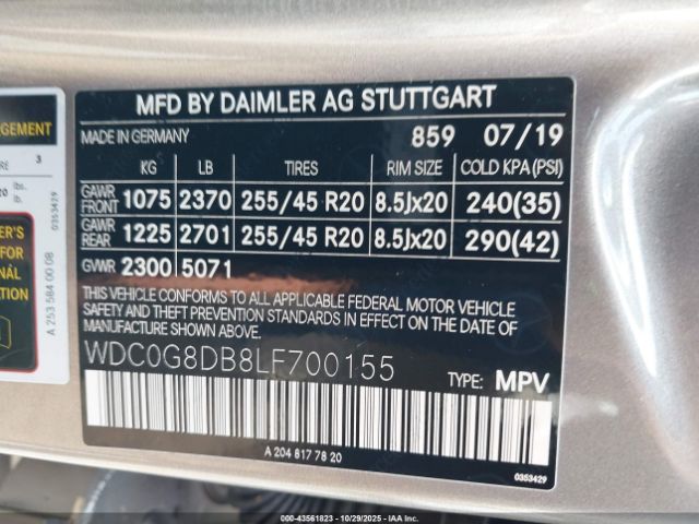 2020 MERCEDES-BENZ GLC 300 WDC0G8DB8LF700155 Photo 8