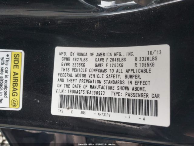 2014 ACURA TL 19UUA9F51EA000923 Photo 8