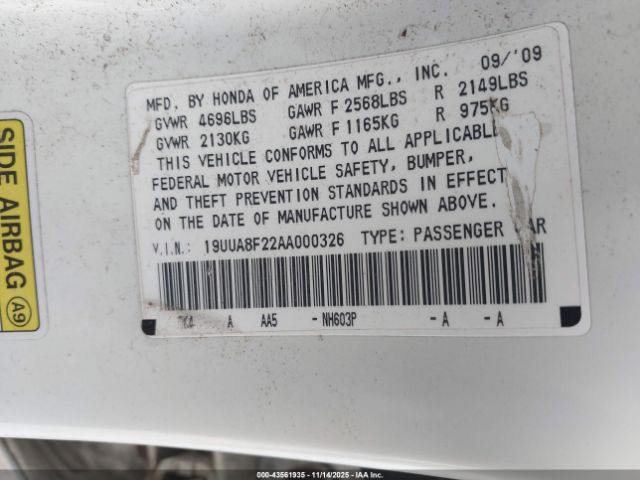 2010 ACURA TL 19UUA8F22AA000326 Photo 8