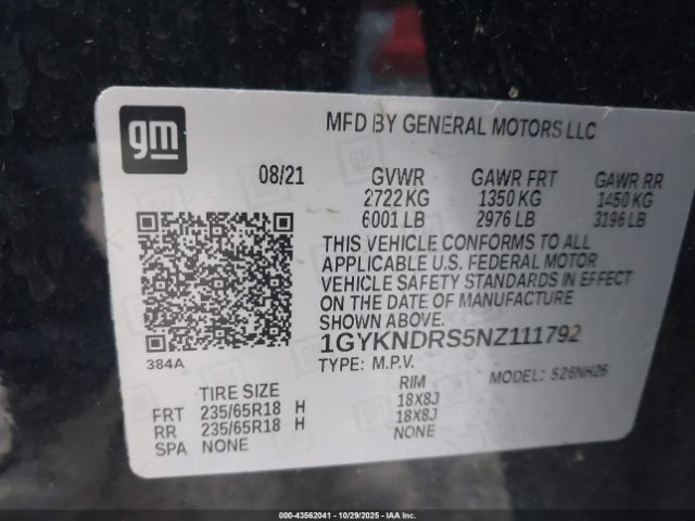 2022 CADILLAC XT5 1GYKNDRS5NZ111792 Photo 8