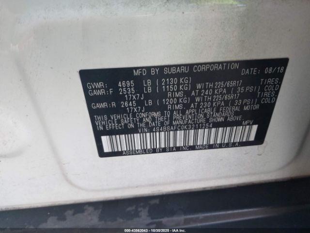 2019 SUBARU OUTBACK 4S4BSAFC0K3211254 Photo 8