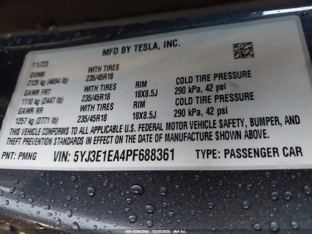 2023 TESLA MODEL 3 5YJ3E1EA4PF688361 Photo 8