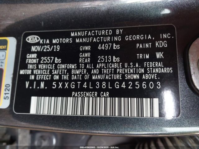 2020 KIA OPTIMA 5XXGT4L38LG425603 Photo 8