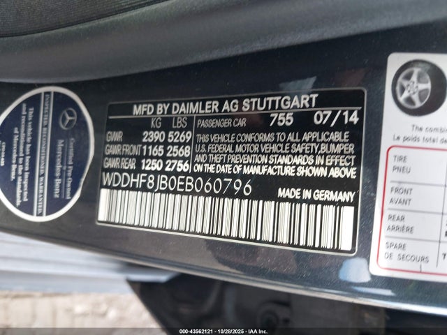 Aukcja sprzedaży 2014 Mercedes-benz E 350 4matic, vin: WDDHF8JB0EB060796, numer aukcji: 43562121