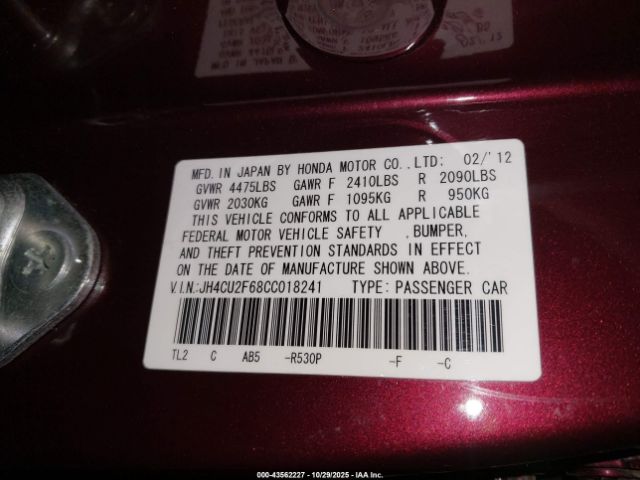 2012 ACURA TSX JH4CU2F68CC018241 Photo 8