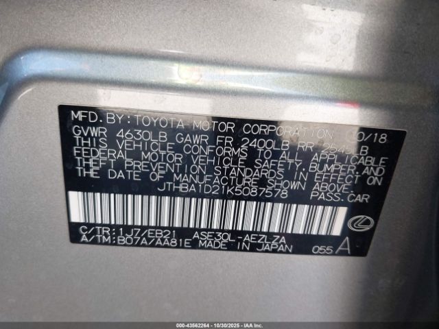 2019 LEXUS IS 300 JTHBA1D21K5087578 Photo 8