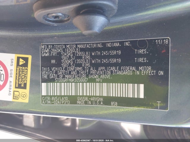 5TDDGRFH6KS056667 Toyota Highlander Hybrid Limited
