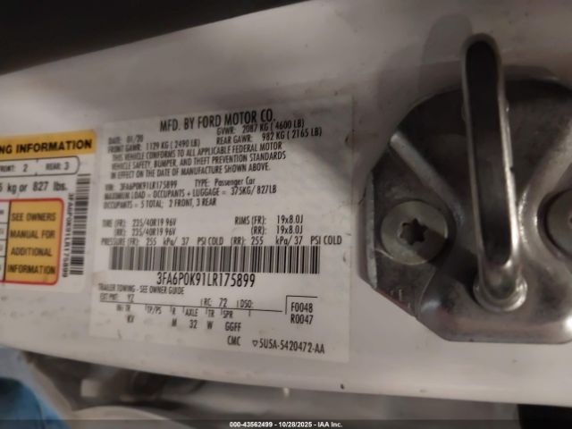 2020 FORD FUSION 3FA6P0K91LR175899 Photo 8