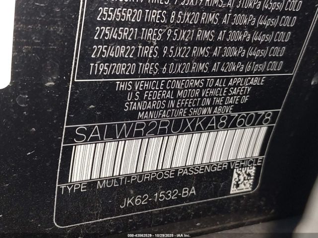 2019 LAND ROVER RANGE ROVER SPORT SALWR2RUXKA876078 Photo 8