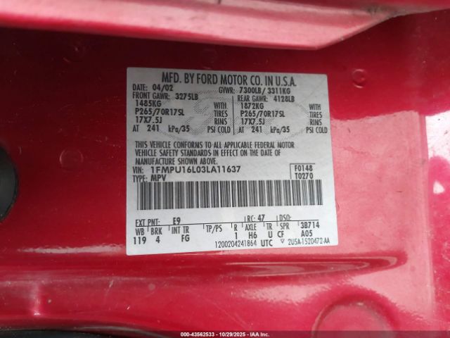 2003 FORD EXPEDITION 1FMPU16L03LA11637 Photo 8