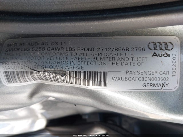 2012 AUDI A6 WAUBGAFC8CN003602 Photo 8