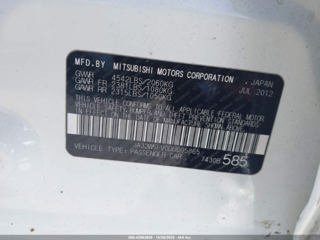 2013 MITSUBISHI LANCER EVOLUTION JA32W5FV0DU005865 Photo 8